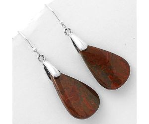 Natural Red Moss Agate Earrings SDE66435 E-1214, 15x25 mm