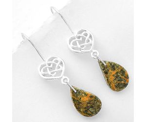 Celtic - Moroccan Yellow Jacket Jasper Earrings SDE66469 E-1213, 9x16 mm