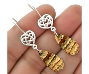 Celtic - Natural Picture Jasper Earrings SDE66471 E-1213, 10x21 mm