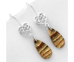 Celtic - Natural Picture Jasper Earrings SDE66471 E-1213, 10x21 mm