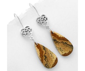 Celtic - Natural Picture Jasper Earrings SDE66473 E-1213, 14x28 mm