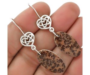 Celtic - Natural Coffee Bean Jasper Earrings SDE66477 E-1213, 12x22 mm