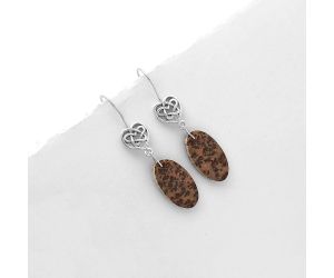 Celtic - Natural Coffee Bean Jasper Earrings SDE66477 E-1213, 12x22 mm