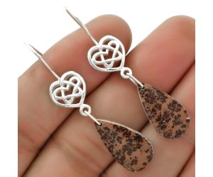 Celtic - Natural Coffee Bean Jasper Earrings SDE66478 E-1213, 10x20 mm