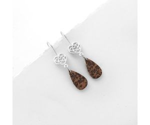 Celtic - Natural Coffee Bean Jasper Earrings SDE66478 E-1213, 10x20 mm