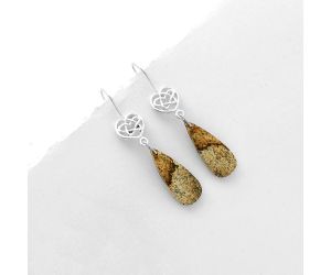 Celtic - Natural Picture Jasper Earrings SDE66479 E-1213, 10x26 mm