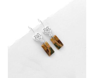 Celtic - Moroccan Yellow Jacket Jasper Earrings SDE66485 E-1213, 9x17 mm