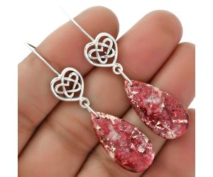 Celtic - Natural Pink Thulite - Norway Earrings SDE66490 E-1213, 13x25 mm