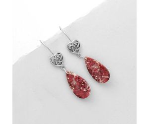 Celtic - Natural Pink Thulite - Norway Earrings SDE66490 E-1213, 13x25 mm