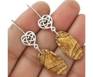 Celtic - Natural Picture Jasper Earrings SDE66491 E-1213, 12x24 mm