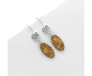 Celtic - Natural Picture Jasper Earrings SDE66491 E-1213, 12x24 mm