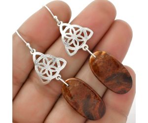 Natural Red Moss Agate Earrings SDE66505 E-1108, 13x25 mm