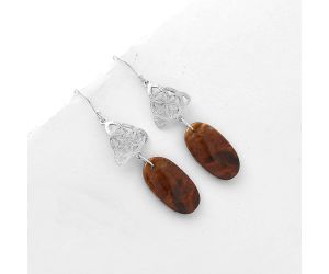 Natural Red Moss Agate Earrings SDE66505 E-1108, 13x25 mm