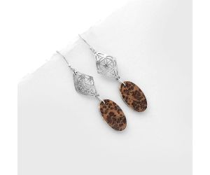 Natural Coffee Bean Jasper Earrings SDE66506 E-1108, 12x21 mm