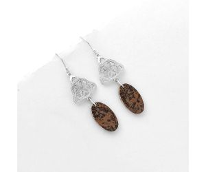 Natural Coffee Bean Jasper Earrings SDE66510 E-1108, 11x20 mm