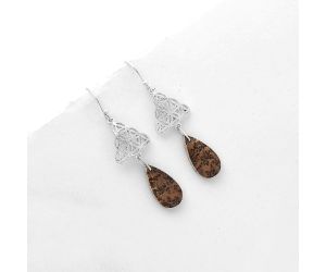 Natural Coffee Bean Jasper Earrings SDE66515 E-1108, 10x19 mm