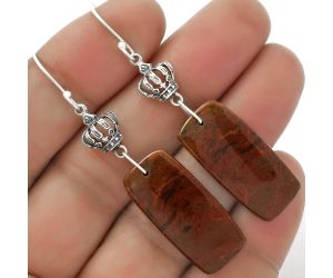 Natural Red Moss Agate Earrings SDE66523 E-1235, 12x27 mm