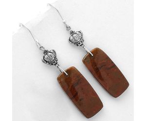 Natural Red Moss Agate Earrings SDE66523 E-1235, 12x27 mm