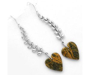 Valentine Gift Heart Moroccan Yellow Jacket Jasper Earrings SDE66547 E-1238, 15x17 mm