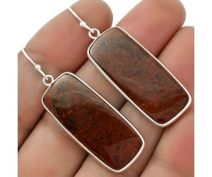 Natural Red Moss Agate Earrings SDE66574 E-1001, 14x32 mm