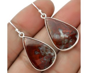 Natural Red Moss Agate Earrings SDE66655 E-1001, 15x23 mm