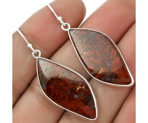 Natural Red Moss Agate Earrings SDE66659 E-1001, 14x32 mm