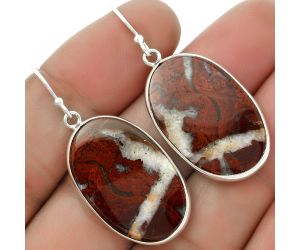 Natural Red Moss Agate Earrings SDE66746 E-1001, 17x26 mm