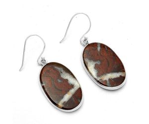 Natural Red Moss Agate Earrings SDE66746 E-1001, 17x26 mm