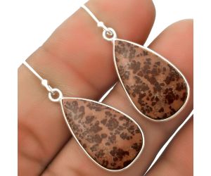 Natural Coffee Bean Jasper Earrings SDE66777 E-1001, 13x23 mm