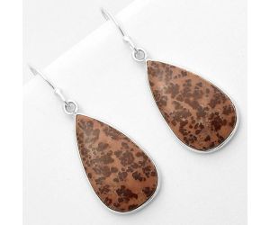 Natural Coffee Bean Jasper Earrings SDE66777 E-1001, 13x23 mm