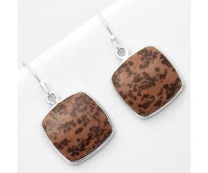 Natural Coffee Bean Jasper Earrings SDE66778 E-1001, 15x15 mm