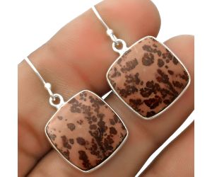 Natural Coffee Bean Jasper Earrings SDE66782 E-1001, 17x17 mm