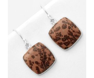 Natural Coffee Bean Jasper Earrings SDE66782 E-1001, 17x17 mm