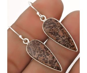 Natural Coffee Bean Jasper Earrings SDE66804 E-1001, 9x23 mm