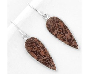 Natural Coffee Bean Jasper Earrings SDE66804 E-1001, 9x23 mm