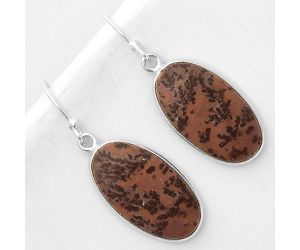 Natural Coffee Bean Jasper Earrings SDE66843 E-1001, 12x22 mm