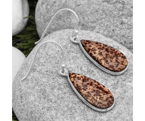 Natural Coffee Bean Jasper Earrings SDE67341 E-1001, 11x23 mm