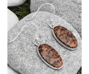 Natural Coffee Bean Jasper Earrings SDE67350 E-1001, 12x21 mm