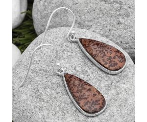 Natural Coffee Bean Jasper Earrings SDE67366 E-1001, 11x22 mm