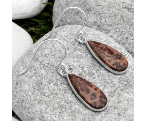 Natural Coffee Bean Jasper Earrings SDE67377 E-1001, 9x20 mm