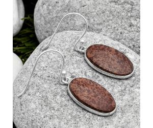 Natural Coffee Bean Jasper Earrings SDE67386 E-1001, 11x20 mm