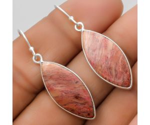 Natural Pink Tulip Quartz Earrings SDE67527 E-1001, 11x25 mm