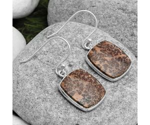 Natural Coffee Bean Jasper Earrings SDE67555 E-1001, 15x17 mm