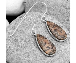 Natural Coffee Bean Jasper Earrings SDE67603 E-1001, 11x21 mm