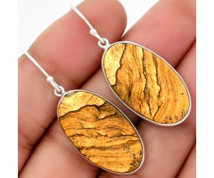 Natural Picture Jasper Earrings SDE67694 E-1001, 15x27 mm