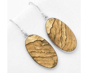 Natural Picture Jasper Earrings SDE67694 E-1001, 15x27 mm