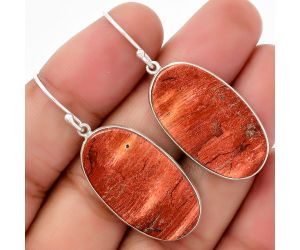 Natural Snake Skin Jasper Earrings SDE67870 E-1001, 16x29 mm