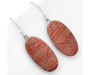 Natural Snake Skin Jasper Earrings SDE67872 E-1001, 13x26 mm