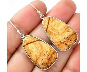 Natural Picture Jasper Earrings SDE68720 E-1001, 17x27 mm