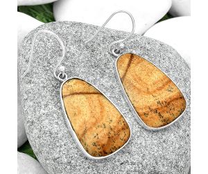 Natural Picture Jasper Earrings SDE68720 E-1001, 17x27 mm